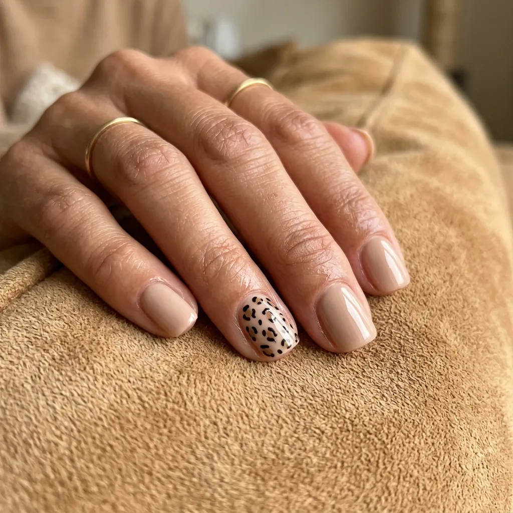 Short Acrylic Nail Ideas with Animal Print