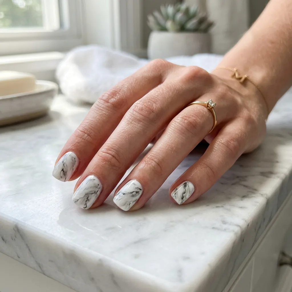 Marble Short Acrylic Nail Ideas