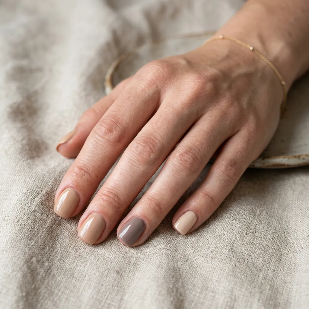 Short Acrylic Nail Ideas in Neutral Tones