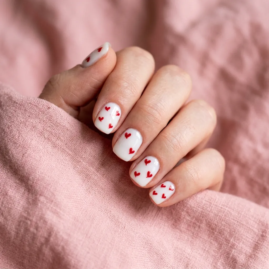 Short Acrylic Nail Ideas with Hearts