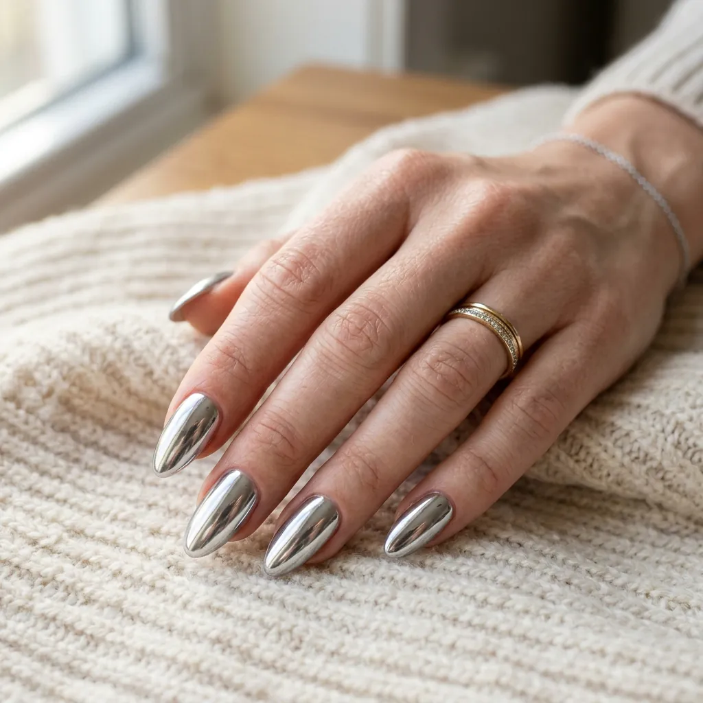 Silver Chrome Nails