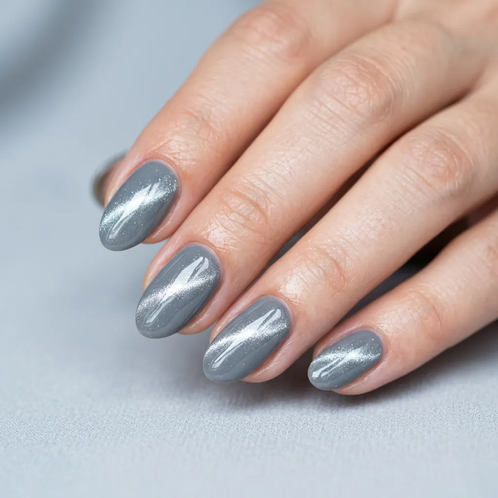 30 Nails Cat Eye Ideas:Stunning Looks To Try. 12 Silver nails cat eye