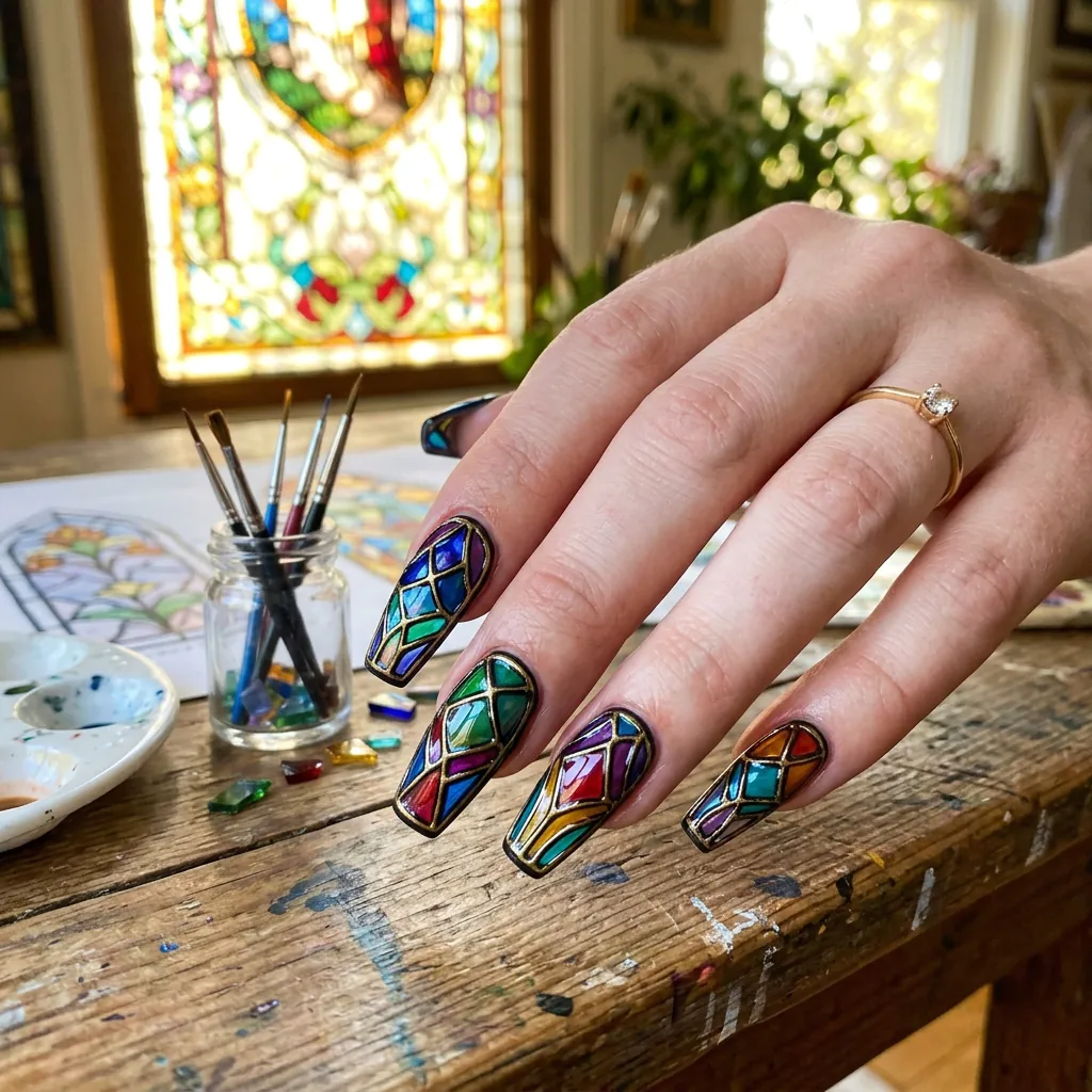 Stained Glass Nails Inspired Art