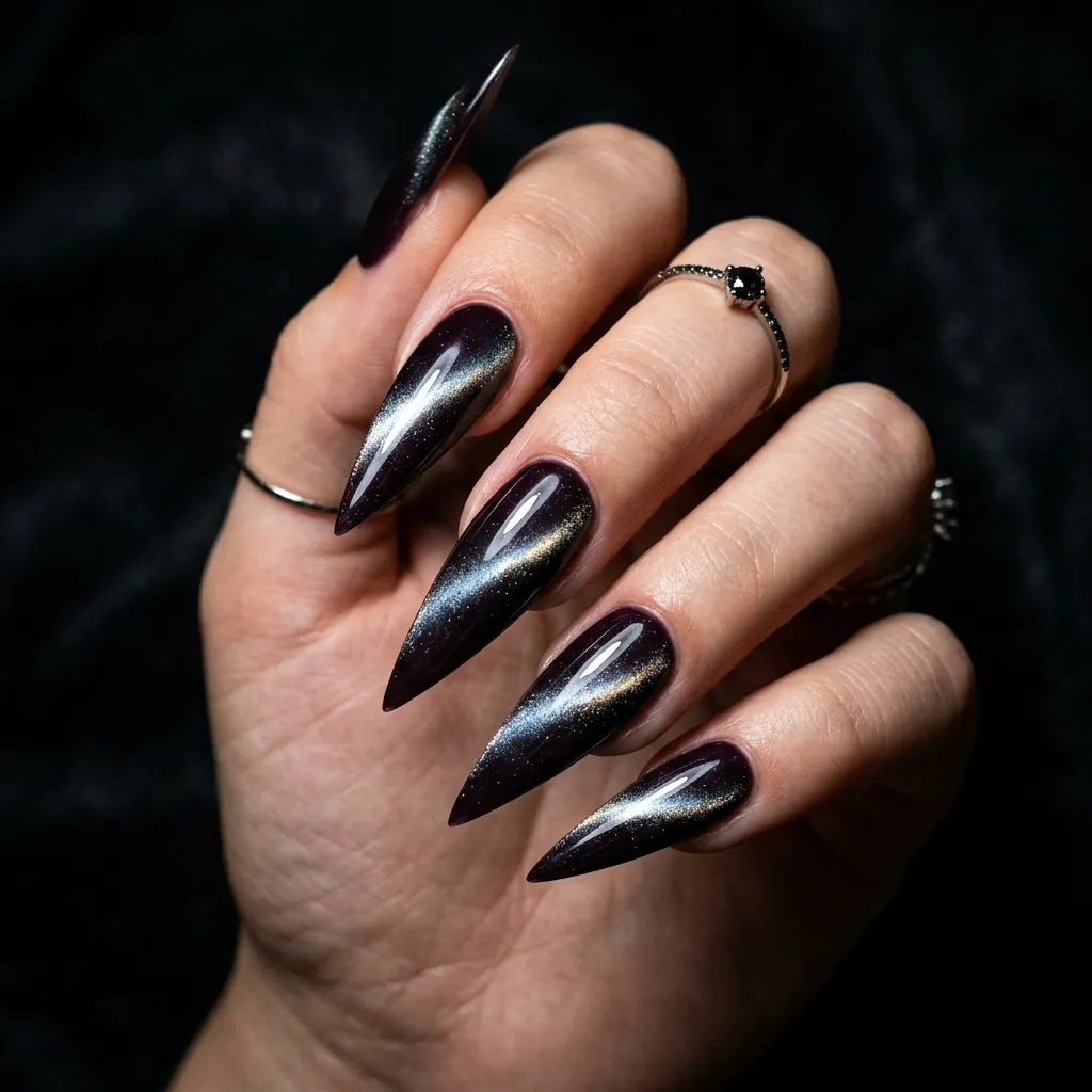 30 Nails Cat Eye Ideas:Stunning Looks To Try. 25 Stiletto nails cat eye
