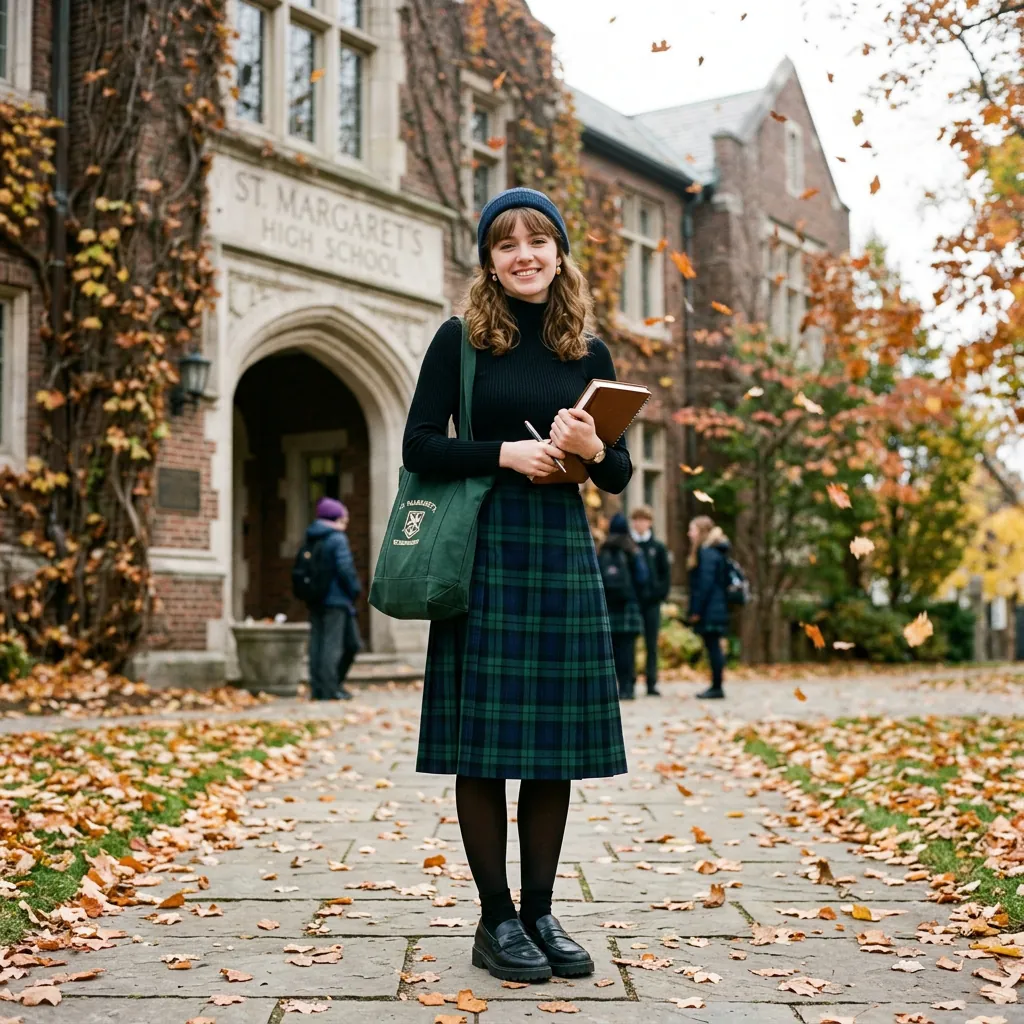 30 Outfit Ideas Winter School Mornings Made Easy and Stylish 3 Plaid Skirt Winter School Ideas