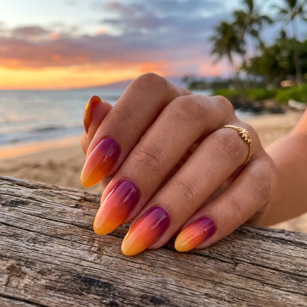 Sunset Ombre Nails Inspired Color Blend