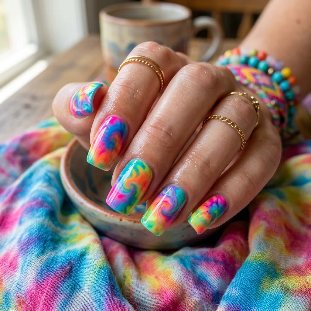 Tie-Dye Nails Inspired Color Fusion