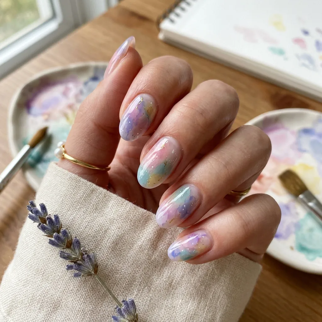Watercolor Wash Nails Inspired Translucency