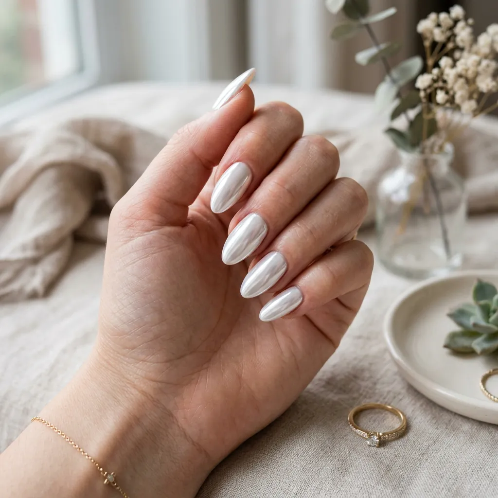 White Chrome Nails