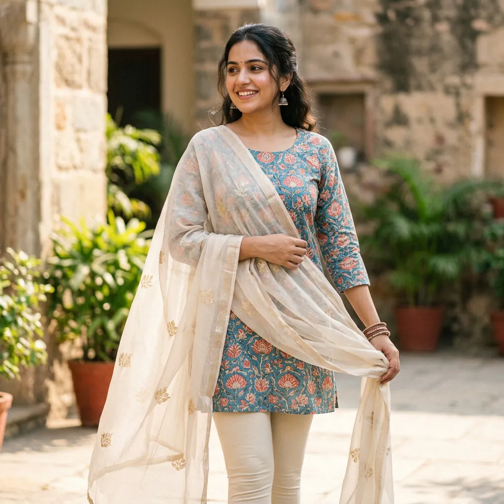 30 Short Kurti Outfit Ideas That Will Transform Your Ethnic Wardrobe 20 Short kurti outfit ideas with Dupatta