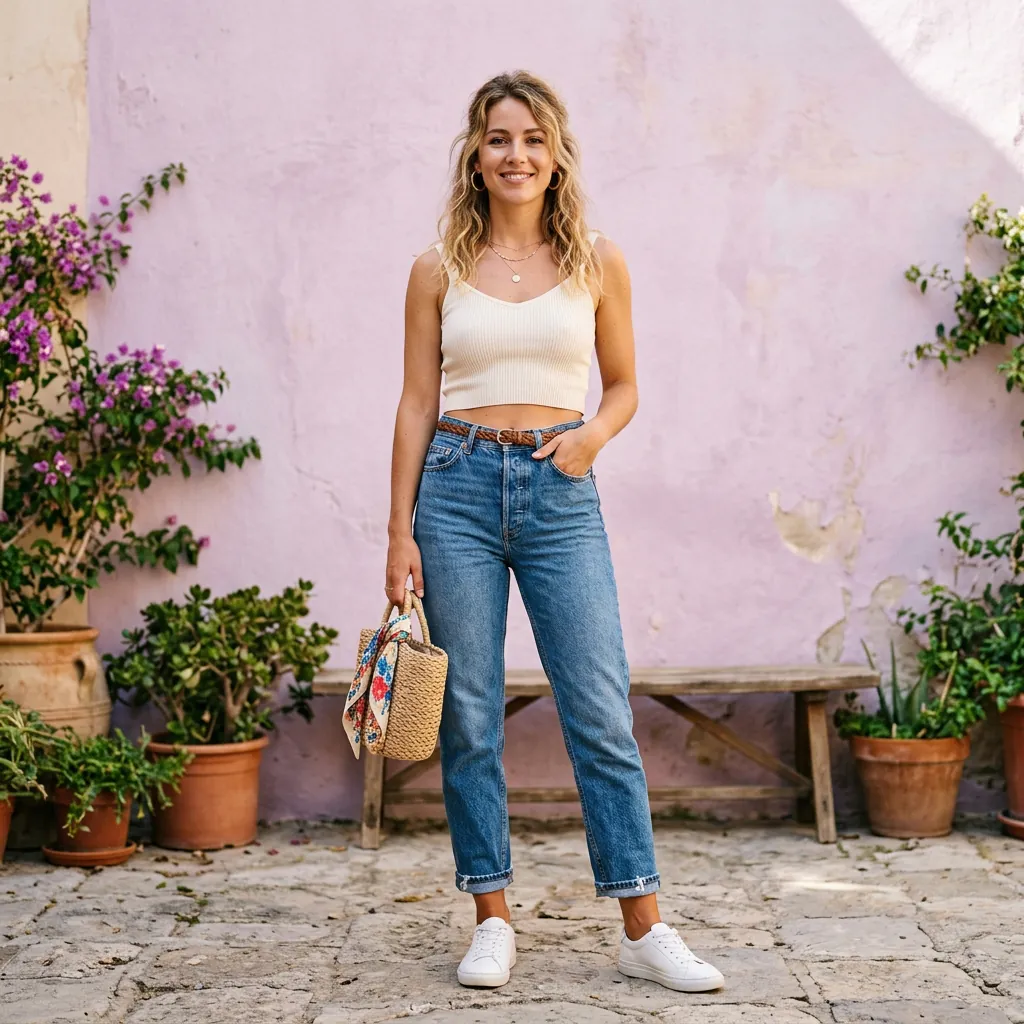 Outfit Ideas Jeans: 30 Stylish Ways to Wear Denim 7 Crop Top and High Waist Outfit Ideas Jeans