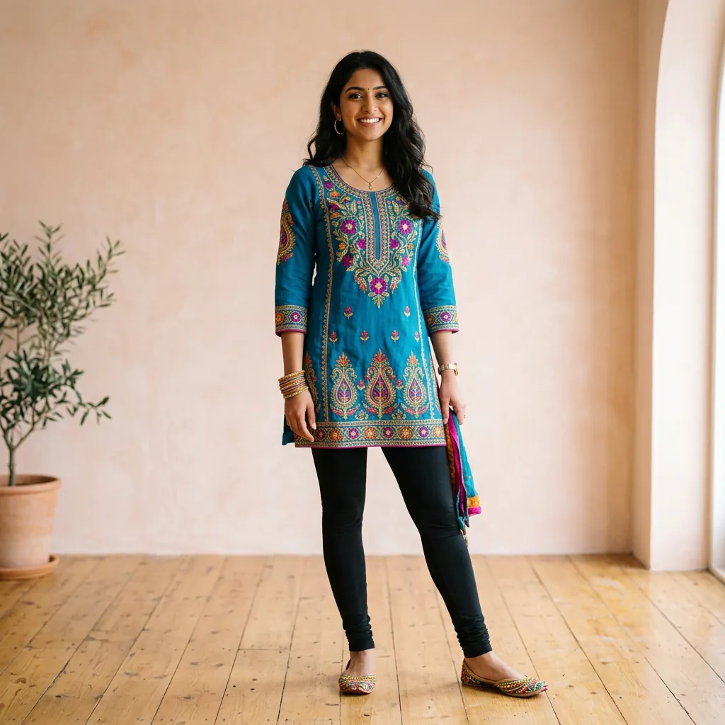 30 Short Kurti Outfit Ideas That Will Transform Your Ethnic Wardrobe 4 Leggings with short kurti outfit ideas