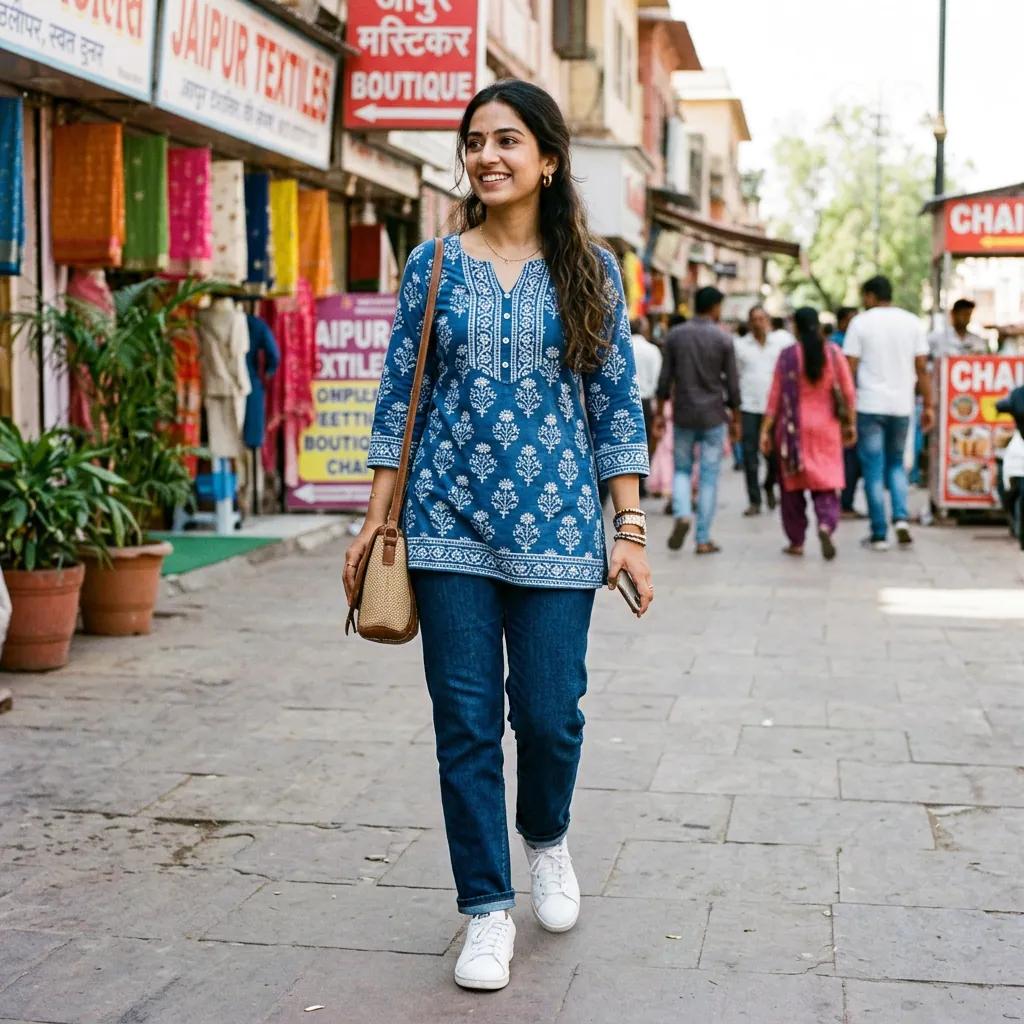 30 Short Kurti Outfit Ideas That Will Transform Your Ethnic Wardrobe 2 Short kurti outfit ideas with Jeans