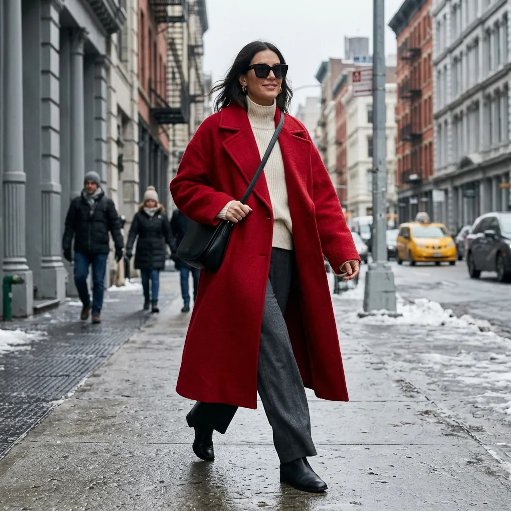 30 NYC Winter Outfits Ideas: Trendy Looks for the Cold Season 13 Bold Color Winter Coat Outfit