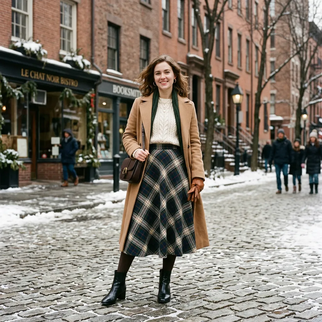 30 NYC Winter Outfits Ideas: Trendy Looks for the Cold Season 19 Ankle Boot and Midi Skirt Winter Combination