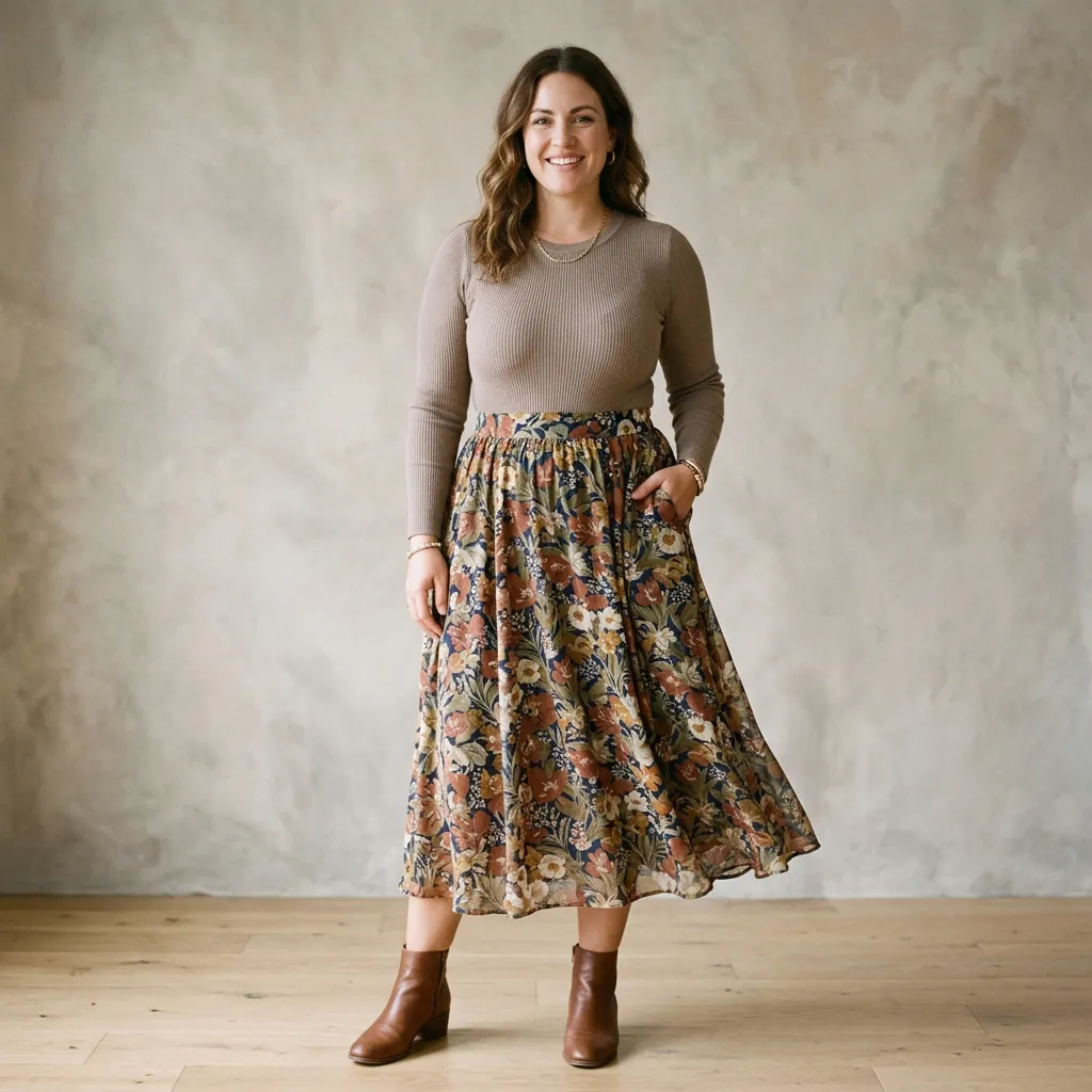 Bodysuit and Skirt Midsize Spring Outfits