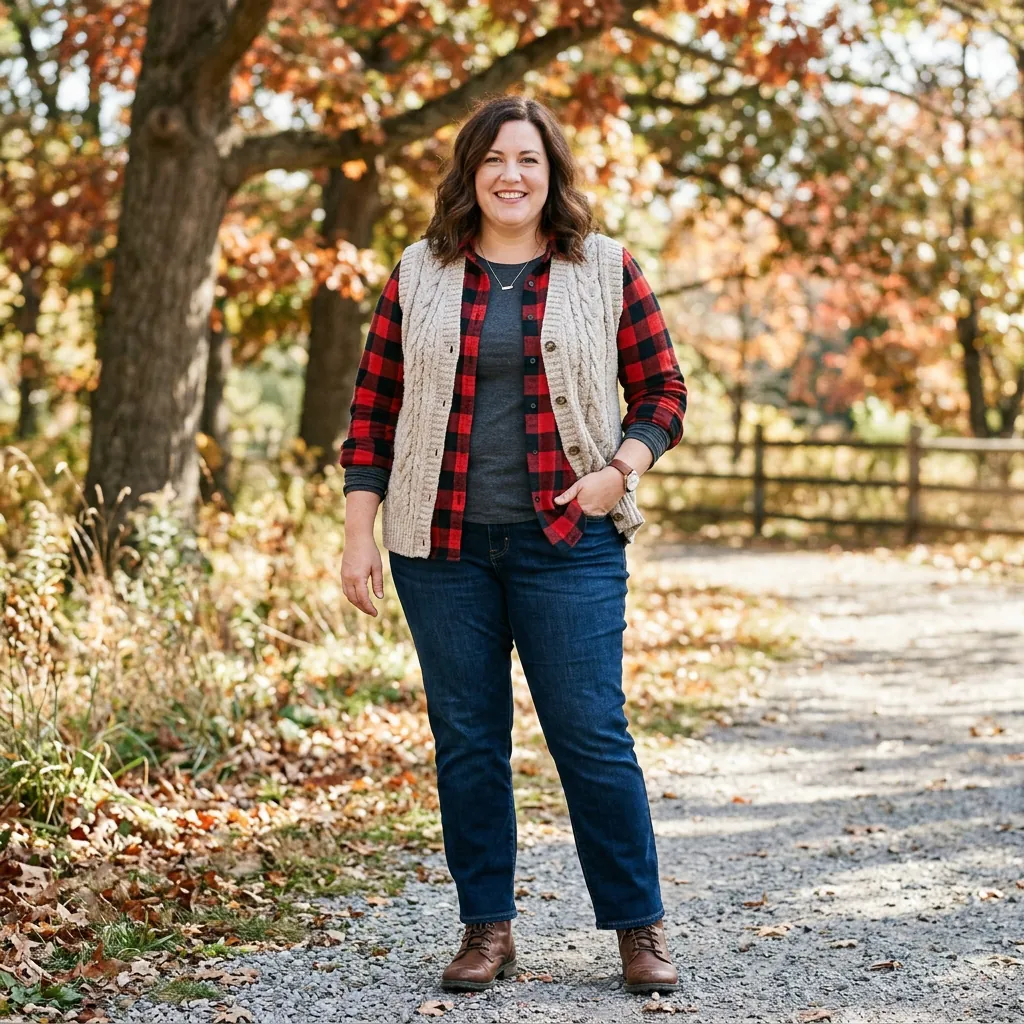 Plaid Flannel Plus Size Winter Outfits Ideas