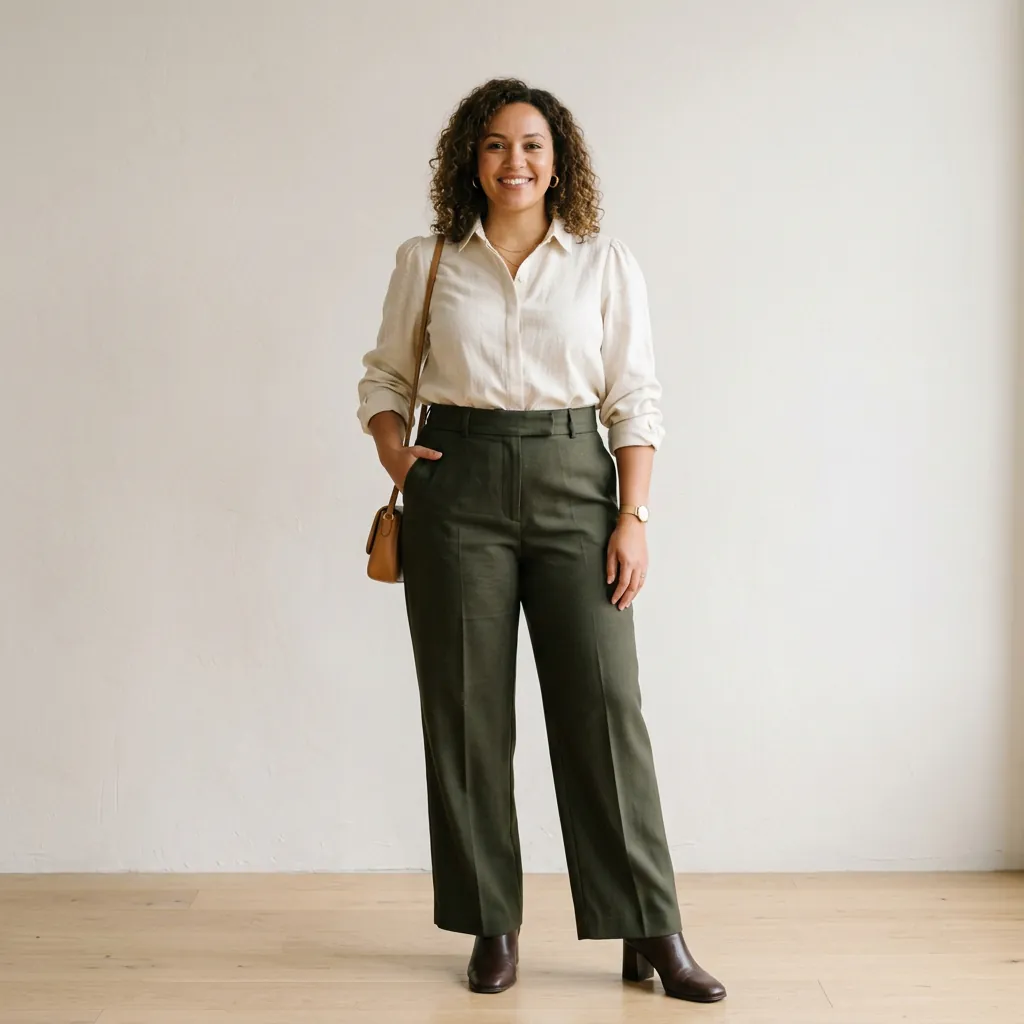 Tucked In Blouse Midsize Spring OutfitsS