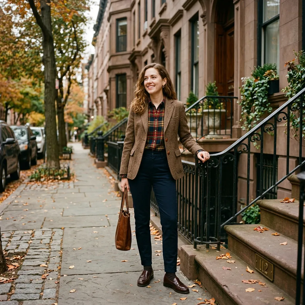 30 NYC Winter Outfits Ideas: Trendy Looks for the Cold Season 11 Plaid and Tweed Cold Weather Combination