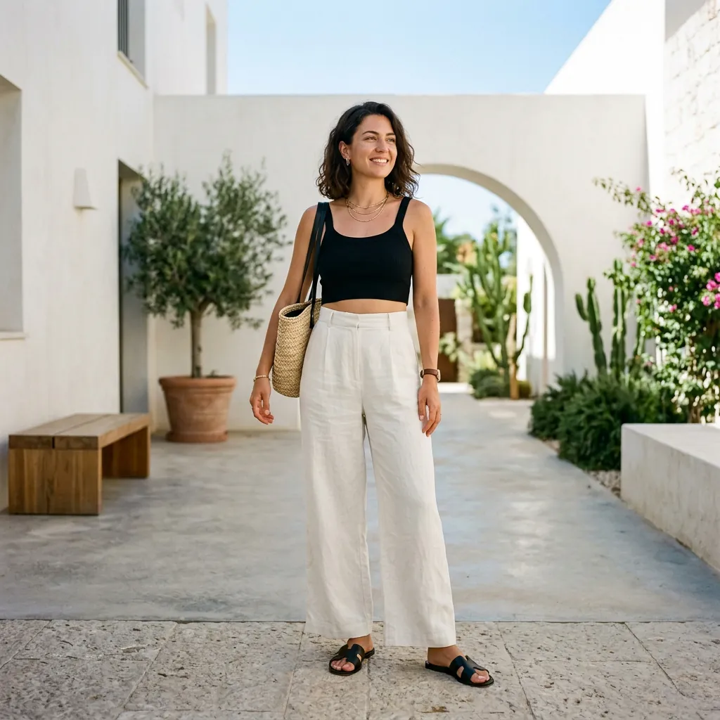 Summer Casual Outfit Ideas with Wide Leg Pants