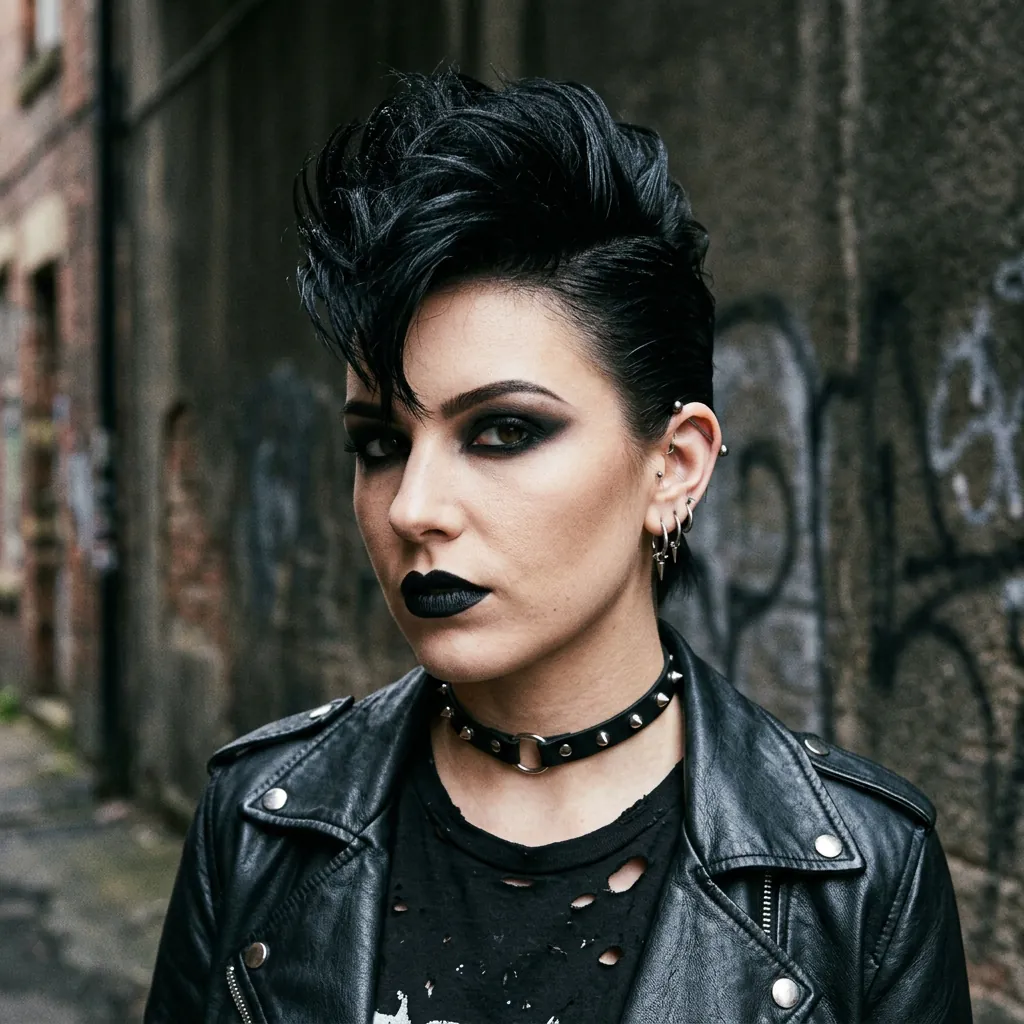 30 Goth Hairstyles Ideas: The Ultimate Guide to Dark and Dramatic Hair 24 Gothic Faux Hawk Idea