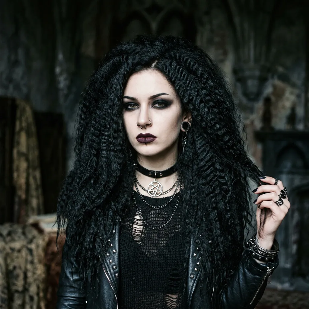 30 Goth Hairstyles Ideas: The Ultimate Guide to Dark and Dramatic Hair 5 Crimped Texture goth hairstyles Idea