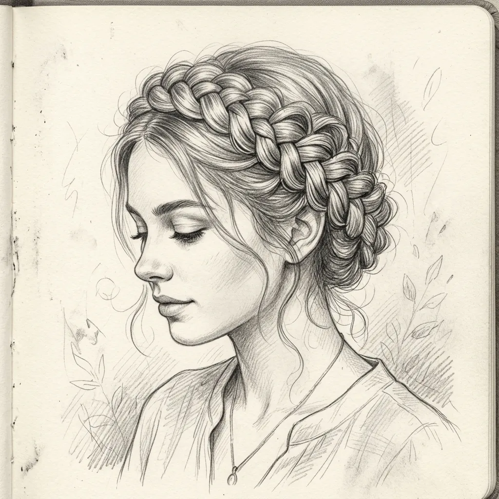 Hairstyles Drawing Ideas: 30 Creative Styles to Inspire Your Next Sketch 23 Crown Braid Drawing Ideas