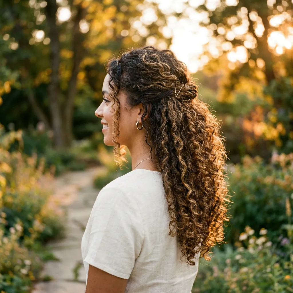 Half Up Half Down hairstyles for Curly Hair Ideas