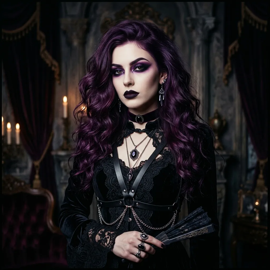 30 Goth Hairstyles Ideas: The Ultimate Guide to Dark and Dramatic Hair 19 Deep Purple goth hairstyles Idea
