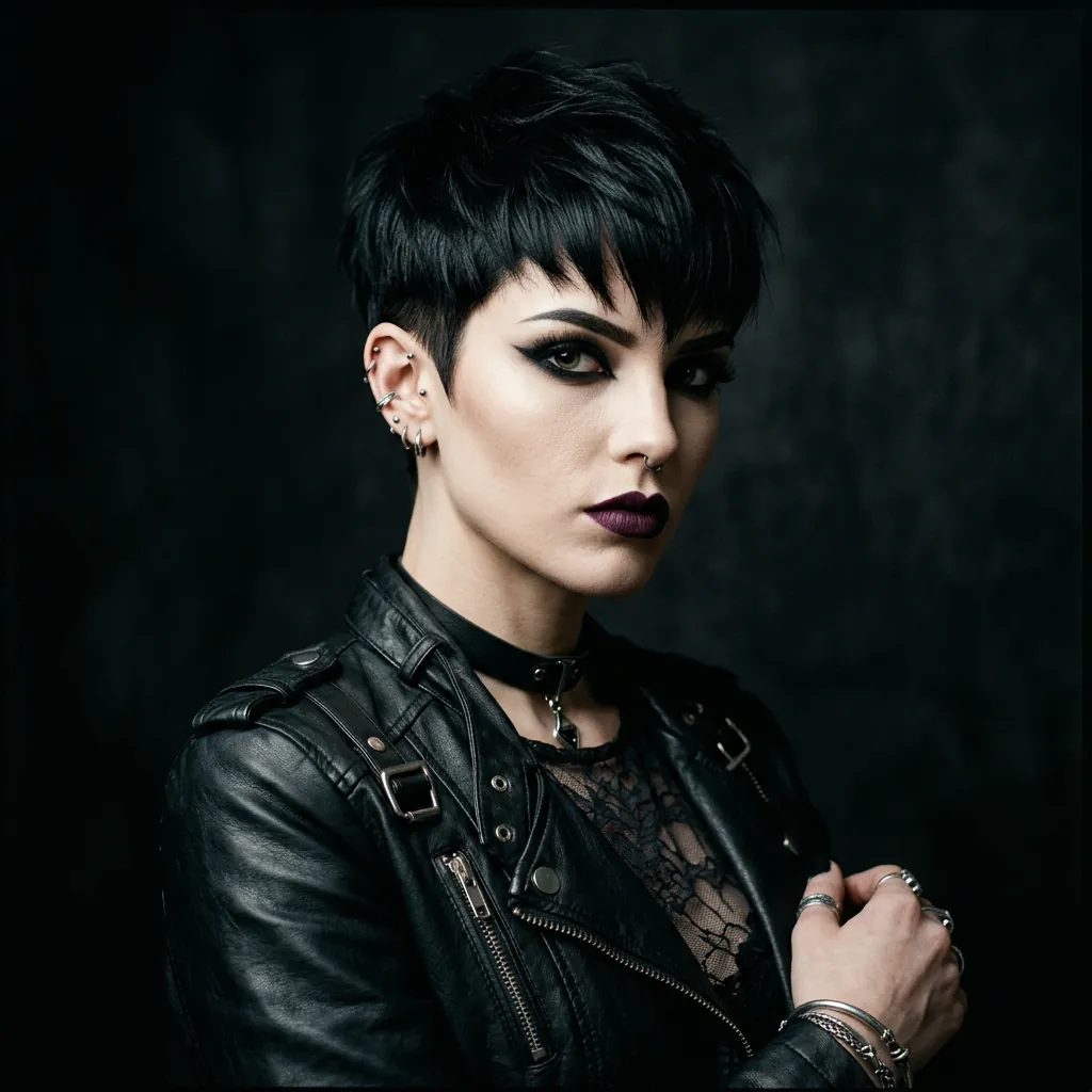 30 Goth Hairstyles Ideas: The Ultimate Guide to Dark and Dramatic Hair 29 Short Pixie Cut goth hairstyles Idea