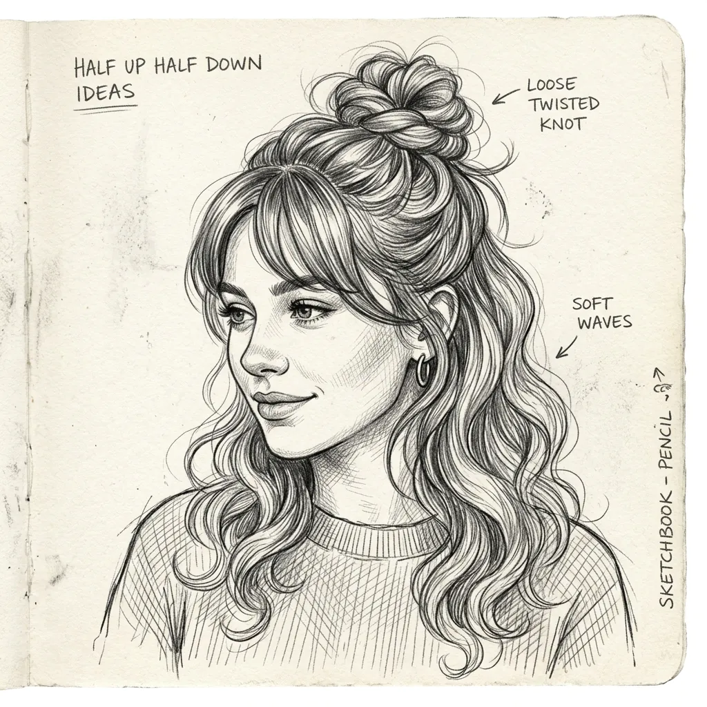 Hairstyles Drawing Ideas: 30 Creative Styles to Inspire Your Next Sketch 11 Half Up Half Down Hairstyles Drawing Ideas