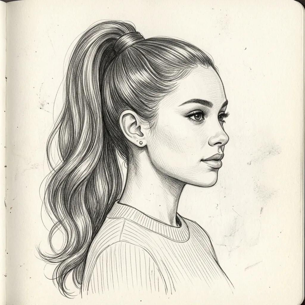 Hairstyles Drawing Ideas: 30 Creative Styles to Inspire Your Next Sketch 7 Ponytail Hairstyles Drawing Ideas