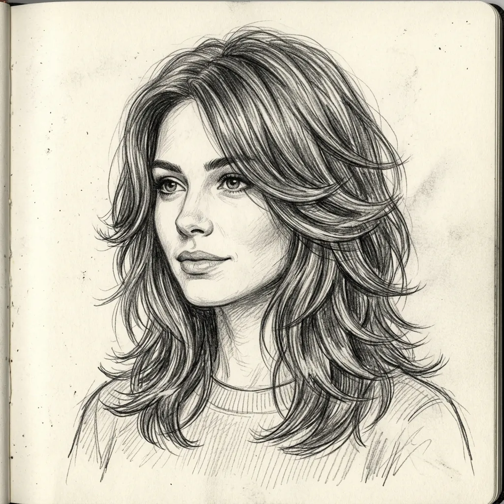 Hairstyles Drawing Ideas: 30 Creative Styles to Inspire Your Next Sketch 16 Layered Hair Drawing Ideas