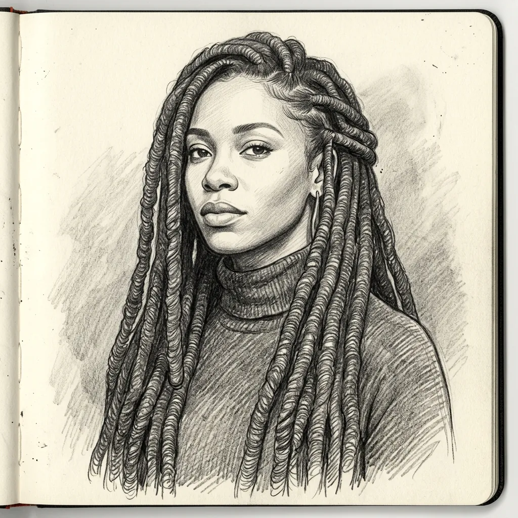 Hairstyles Drawing Ideas: 30 Creative Styles to Inspire Your Next Sketch 18 Locs and Dreadlocks Drawing Ideas