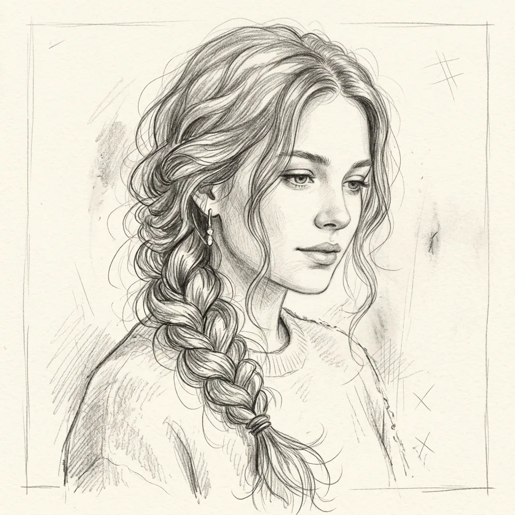 Hairstyles Drawing Ideas: 30 Creative Styles to Inspire Your Next Sketch 31 Loose Braid Drawing Ideas