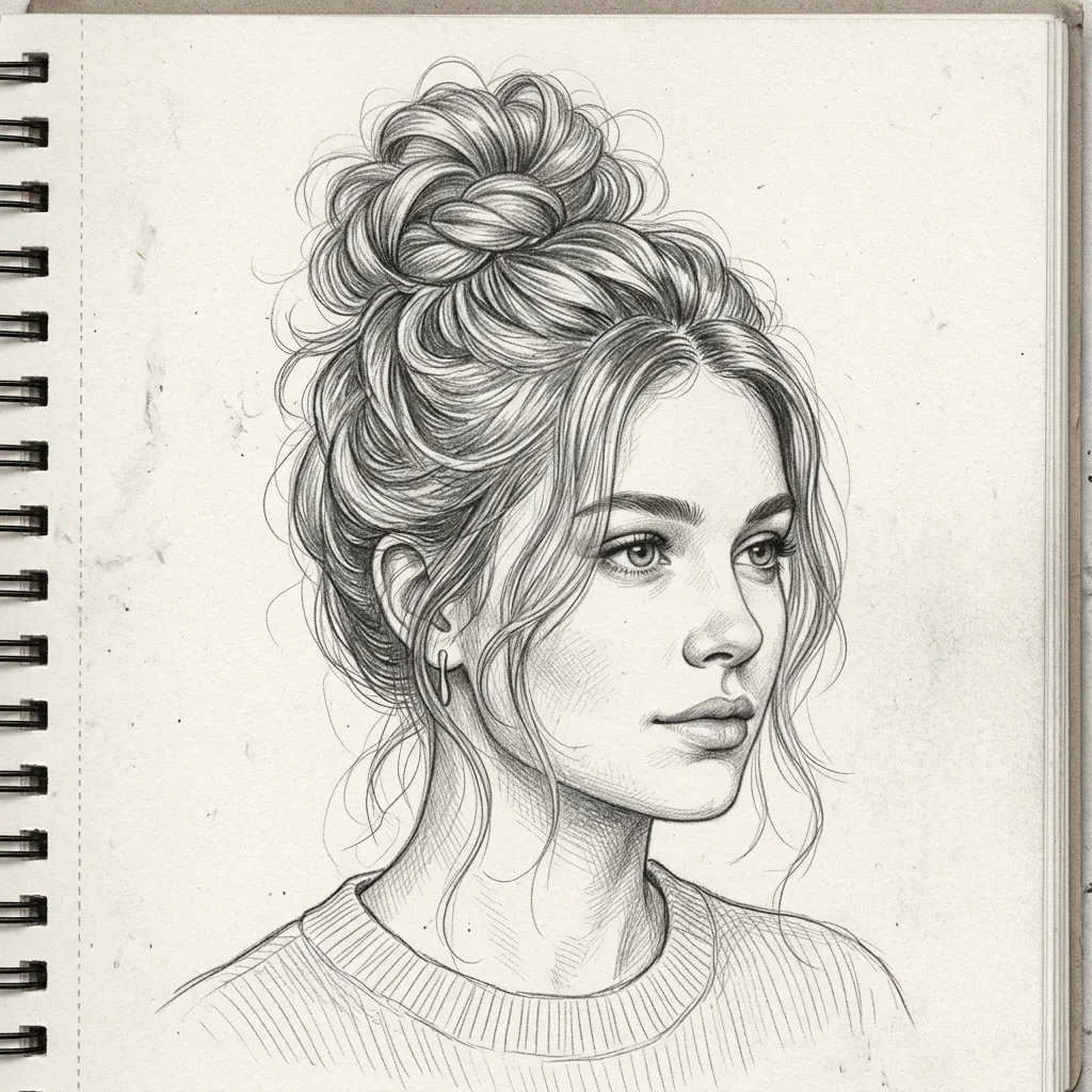 Hairstyles Drawing Ideas: 30 Creative Styles to Inspire Your Next Sketch 8 Bun Hairstyles Drawing Ideas