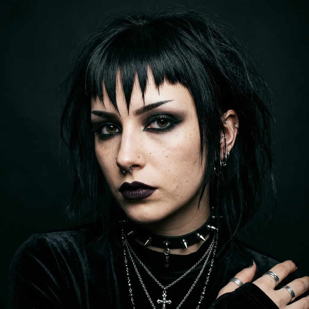 30 Goth Hairstyles Ideas: The Ultimate Guide to Dark and Dramatic Hair 12 Razor Cut Bangs goth hairstyles Idea