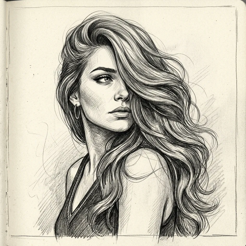 Hairstyles Drawing Ideas: 30 Creative Styles to Inspire Your Next Sketch 12 Side Swept Hair Drawing Ideas