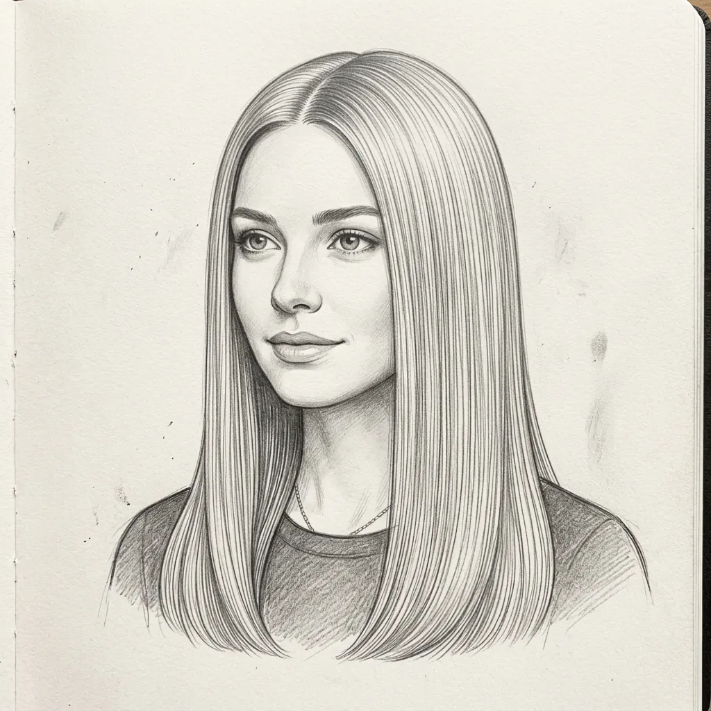 Hairstyles Drawing Ideas: 30 Creative Styles to Inspire Your Next Sketch 13 Straight Hair Drawing Ideas