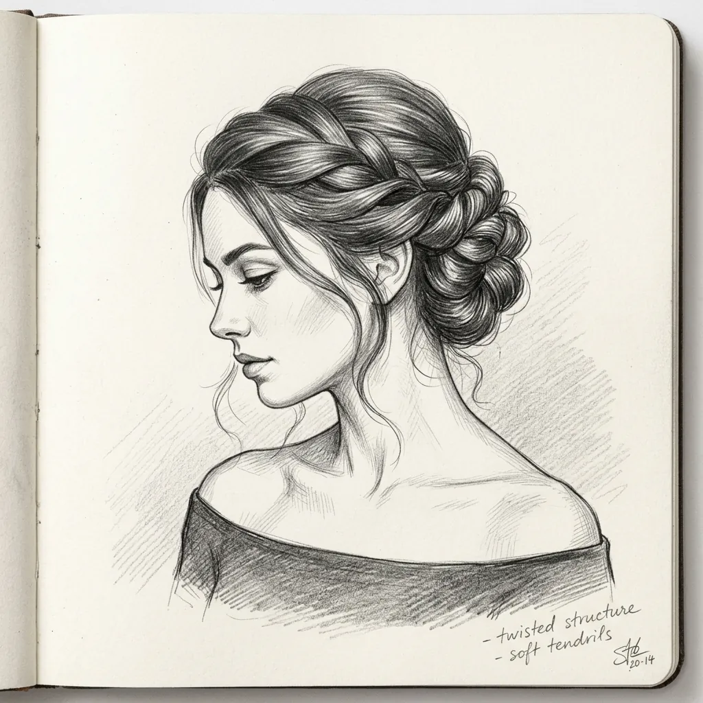 Hairstyles Drawing Ideas: 30 Creative Styles to Inspire Your Next Sketch 26 Updo Hairstyles Drawing Ideas