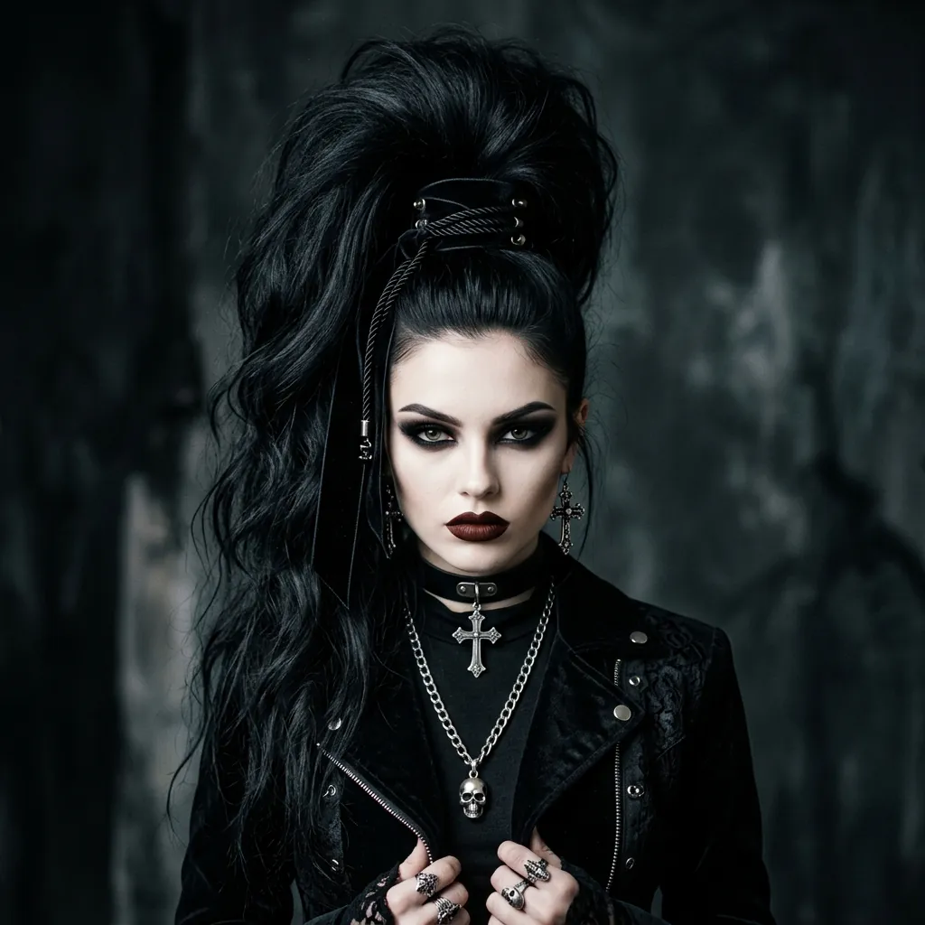 30 Goth Hairstyles Ideas: The Ultimate Guide to Dark and Dramatic Hair 20 Ponytail with Volume goth hairstyles Idea