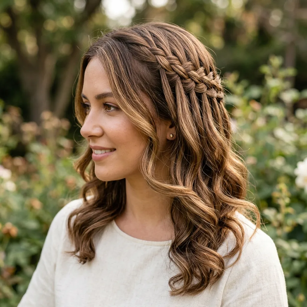 Waterfall Braid Hairstyles with Braids