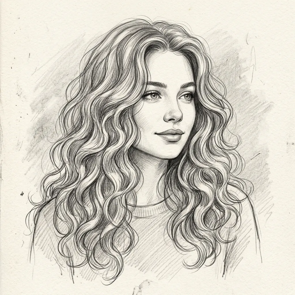 Hairstyles Drawing Ideas: 30 Creative Styles to Inspire Your Next Sketch 9 Wavy Hair Drawing Ideas
