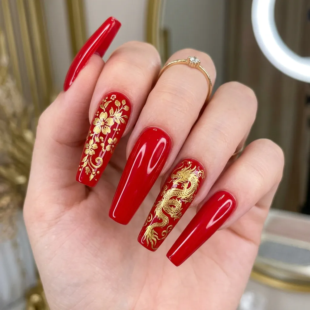 Chinese New Year Acrylic Nail Ideas