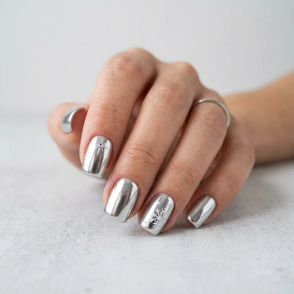 Chrome Holiday Nail Idea