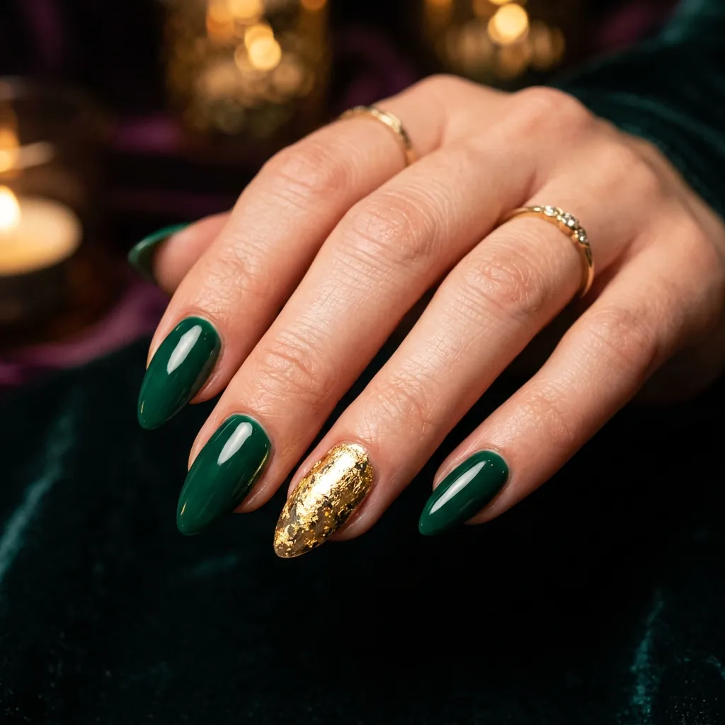 Emerald and Gold Nail Ideas
