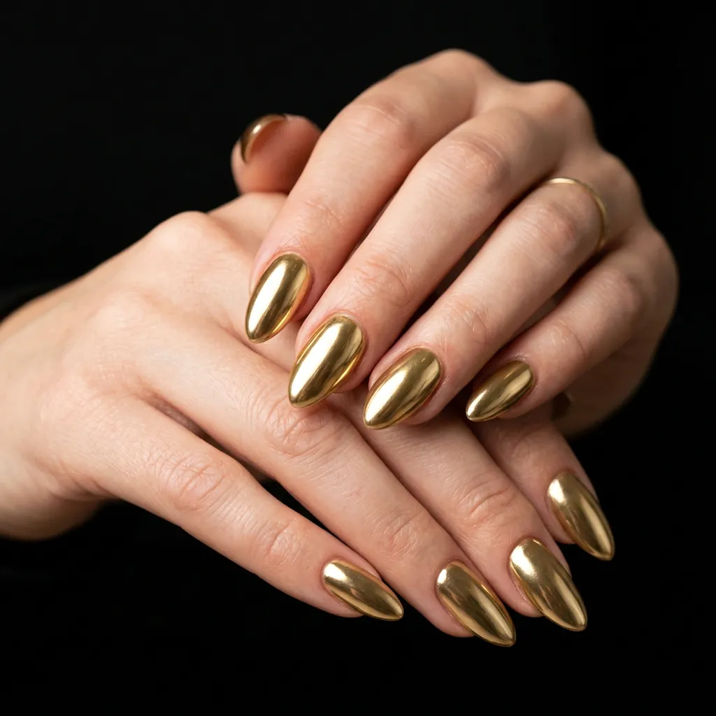 Gold Chrome Nail Ideas