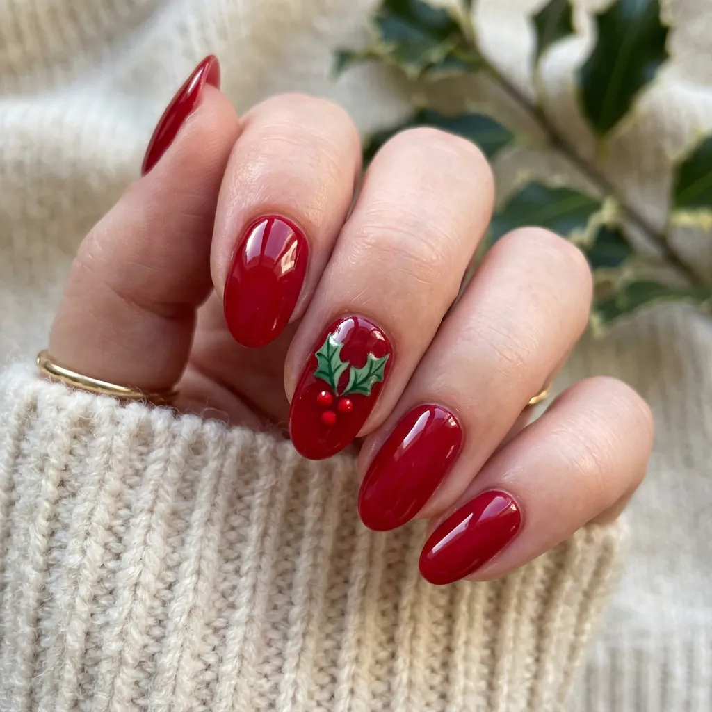 Holly Berry Nail Idea