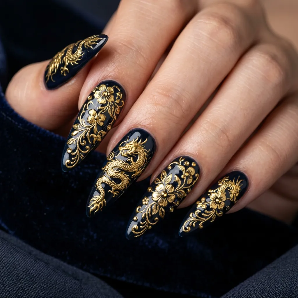 Long Chinese New Year Nail Ideas