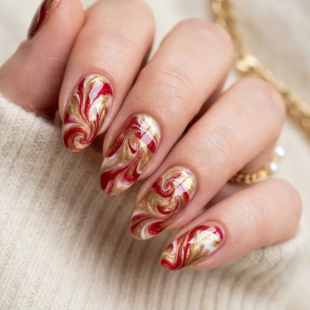 Marble Chinese New Year Nail Ideas